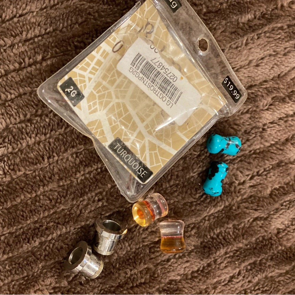 Turquoise and yellow sparks Ear Plugs Set